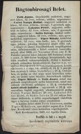 1867 Halálos Rögtön Bírósági ítélet Hirdetménye - Ohne Zuordnung