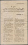1907 Meghívó Nógrád Vármegye Rendkívüli Közgy?lésére, Vízjeles Papíron, 33,5x21 Cm - Ohne Zuordnung