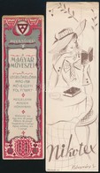 2 Db Régi Könyvjelz?: 
Cca 1930-1940 Magyar M?vészet Olvasójel, Könyvjelz?, Bp., Grafikai Intézet Rt., A Fels? Részén Gy - Ohne Zuordnung