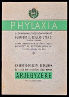 1943 A Phylaxia Szérumtermel? Rt. árjegyzéke. 16p. - Ohne Zuordnung