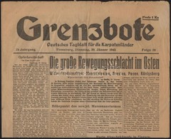 1945 Pozsony, A Grenzbote, Deutsches Tagblatt Für Die Karpatenländer Német Nyelv? Napilap 2 Db Száma - Ohne Zuordnung