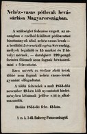 1854 Nehéz-vasas Pótlovak Bevásárlása Magyarországban, Cs. K. 3. Hadsereg Parancsnokság Hirdetménye Lóvásárlásról, 34x24 - Sonstige & Ohne Zuordnung