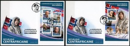 Centrafrica 2018, Explorers, Amundsen, 4val In BF+BF In 2FDC - Polar Explorers & Famous People