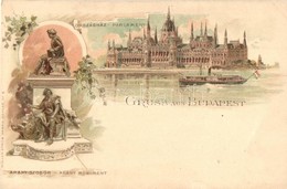 ** T2 Budapest, Országház, Arany János Szobor. Müller & Trüb No. 6. Art Nouveau Litho - Ohne Zuordnung