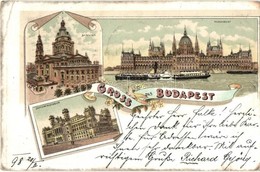 T2/T3 1898 Budapest, Bazilika, Parlament, Országház, G?zhajó, Igazságügyi Palota. Art Nouveau, Floral, Litho (EB) - Ohne Zuordnung