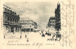 * T2 1898 Budapest VI. Andrássy út Télen, Opera. D. Halberstadt Kiadása - Ohne Zuordnung