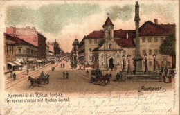 * T2/T3 Budapest VIII. Kerepesi út, Rókus Kórház, Villamos. Gustav Ertel Litho (EK) - Ohne Zuordnung