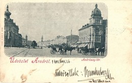 T2/T3 1900 Arad, Andrássy Tér, Hintók. Bloch H. Kiadása / Square, Carriages (fl) - Ohne Zuordnung