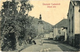 * T3/T4 Csetnek, Stítnik; Jolsvai Utca, Evangélikus Templom. W. L. Bp. 5999. / Street View, Lutheran Church (fa) - Unclassified