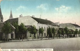 * T3 Komárom, Komárno; Ferenc József Rakpart, Magyar Király Szálloda. L. H. Pannonia / Quay, Wharf, Hotel (kopott Sarkak - Ohne Zuordnung