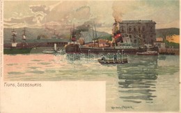 ** T2/T3 Fiume, Rijeka; Seebehörde /  Maritime Authority. Ottmar Zieher Künstler-Postkarte No. 1134. Litho S: Raoul Fran - Non Classés