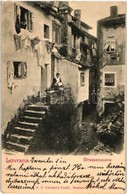 T3 1899 Lovran, Lovrana; Strassenscene / Street View, Houses (wet Corner) - Unclassified