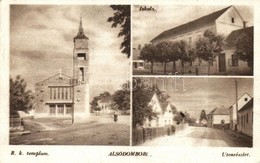 T3 Alsódomboru, Donja Dubrava; Római Katolikus Templom, Iskola, Utca / Church, School, Street  (fa) - Ohne Zuordnung