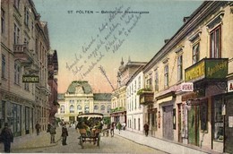 T2/T3 Sankt Pölten, Bahnhof Mit Kremsergasse, Apotheke / Railway Station With Street, Pharmacy, Shops - Unclassified