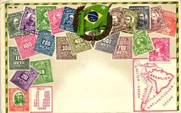 ** T1 Brazil, Brasilien - Set Of Stamps, Ottmar Zieher's Carte Philatelique No. 84. Litho - Non Classificati