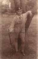 * T2 Levente Kisfiú Puskával / Boy Of The 'Levente' Hungarian Paramilitary Youth Organization With Gun. Photo - Unclassified