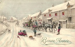 T3 'Bonne Année' / New Year, Horse Sled, Woman Fallen In The Snow, Collection Réve No. 026 (EB) - Unclassified