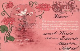 T3 1898 Love Greeting Card, Dove, Floral Litho (small Tear) - Ohne Zuordnung