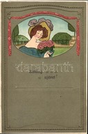 T4 New Year, Lady, Art Nouveau, Erika Nr. 3628. Emb. Litho (pinhole) - Ohne Zuordnung