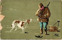 ** T3/T4 Hunter With Dog, Italian Art Postcard S: Morfini (gluemark) - Non Classificati