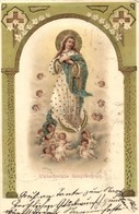 T3 Unbetleckte Empfängnis / Jesus Christ, Art Nouveau, Golden Decoration Litho (fa) - Ohne Zuordnung