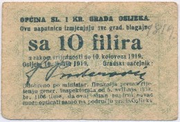 Eszék 1919. 10f T:III,III-
Osijek 1919. 10 Filira C:F,VG - Non Classés