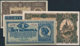 1920. 50f (2x) + 1K + 20K + 1923. 100K Nyomdahely Nélkül, 'T.W.' Jelöléssel T:I-,II - Non Classificati