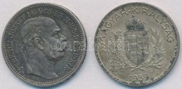 1915KB 1K Ag 'Ferenc József' + 1939. 1P Ag T:1-,2 Patina - Ohne Zuordnung