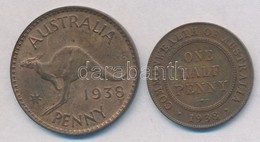 Ausztrália 1938. 1/2p Br 'VI. György' + 1938. 1p Br 'VI. György' T:2 
Australia 1938. 1 Penny Br 'George VI' + 1938. 1 P - Non Classificati