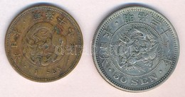 Japán 1884. 1s Cu + 1898. 50s Ag 'Meidzsi' T:2
Japan 1884. 1 Sen Cu + 1898. 50 Sen Ag 2Meiji' C:XF
Krause Y#17.2, Y#25 - Unclassified