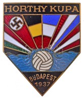 1937. 'Horthy Kupa - Budapest 1937' Zománcozott Fém Jelvény, Hátoldalán 'HAWEL P BPEST HOLLÓ U 15.' Gyártói Jelzéssel (3 - Unclassified