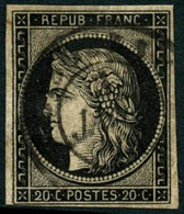 Oblit. N°3 20c Noir S/jaune, Obl Càd Type 15 Du 3/01/1849 - TB - Altri & Non Classificati