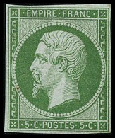 * N°12a 5c Vert Jaune, Petites Marges - B - 1853-1860 Napoleon III