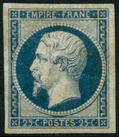 ** N°15 25c Bleu, Signé Calves  - TB - 1853-1860 Napoleon III