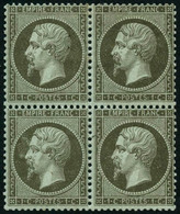* N°19 1c Olive, Bloc De 4 - TB - 1862 Napoleone III