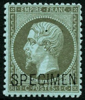 ** N°19F 1c Olive, Surchargé Spécimen - TB - 1862 Napoléon III.