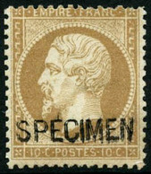 ** N°21c 10c Bistre, Surchargé Specimen - TB - 1862 Napoleone III