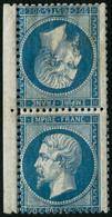 ** N°22b 20c Bleu, Paire Tête-bèche Centrage Traditionnel, RARE - TB - 1862 Napoléon III.