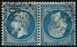 Oblit. N°22b 20c Bleu, Paire Tête-bèche Signé Miro - TB - 1862 Napoléon III