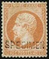 ** N°23d 40c Orange, Surchargé Spécimen, Signé Brun - TB - 1862 Napoléon III