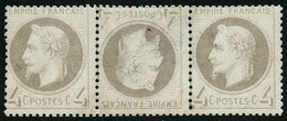 * N°27 4c Gris, Tête-bêche Dans Une Bande De 3, Très RARE - TB - 1863-1870 Napoleon III With Laurels
