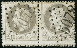 Oblit. N°27 4c Gris, Paire Spectaculaire Piquage à Cheval - TB - 1863-1870 Napoleone III Con Gli Allori