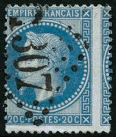 Oblit. N°29B 20c Bleu, Type II Superbe Varièté De Piquage - TB - 1863-1870 Napoleone III Con Gli Allori