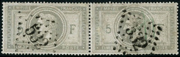 Oblit. N°33 5F Empire, Paire Obl GC 532 (Bordeaux) - TB - 1863-1870 Napoleone III Con Gli Allori