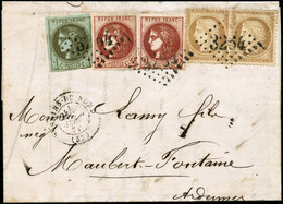 Lettre N°36 - 39c - 40Ba Combinaison Rare à 25c Avec 2 Rouge Brique Obl GC 3264 - B - 1870 Siege Of Paris