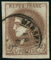 Oblit. N°40A 2c Chocolat, R1 Pièce De Luxe - TB - 1870 Emissione Di Bordeaux