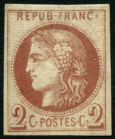 ** N°40Af 2c Chocolat Clair, R1 Impression Fine De Tours - TB - 1870 Bordeaux Printing