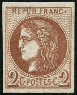 ** N°40B 2c Brun-rouge, R2 - TB - 1870 Bordeaux Printing