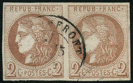 Oblit. N°40B 2c Brun-rouge, R2 Paire Signé Brun - TB - 1870 Emisión De Bordeaux