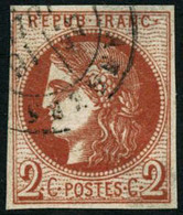 Oblit. N°40Ba 2c Rouge-brique, Pelurage Au Verso - B - 1870 Emissione Di Bordeaux